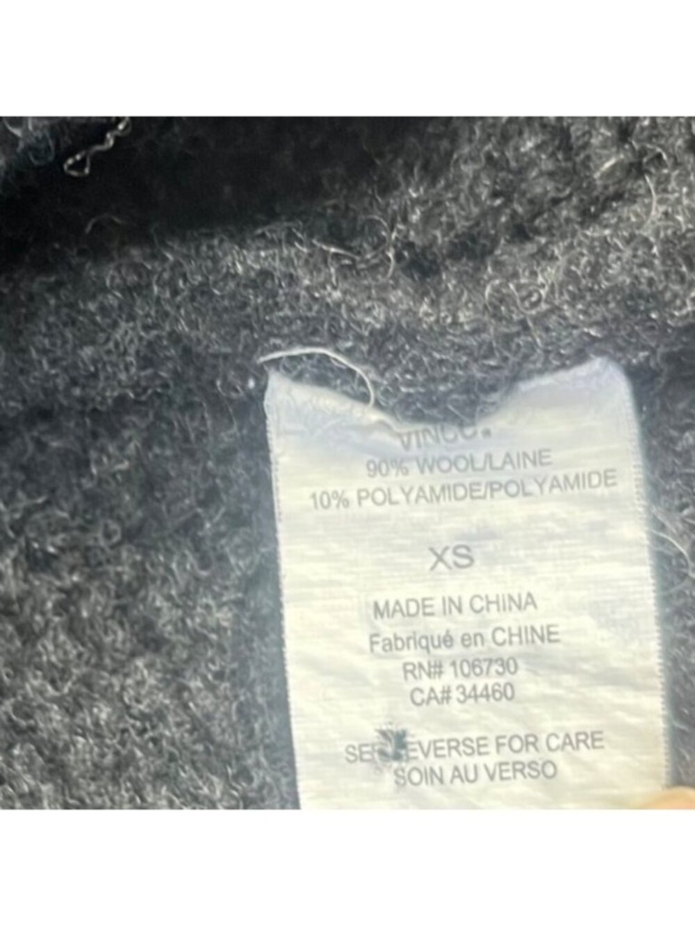 Vince Open Front Cardigan Sweater Wool Blend XS Black Cropped Pockets - Picture 9 of 10